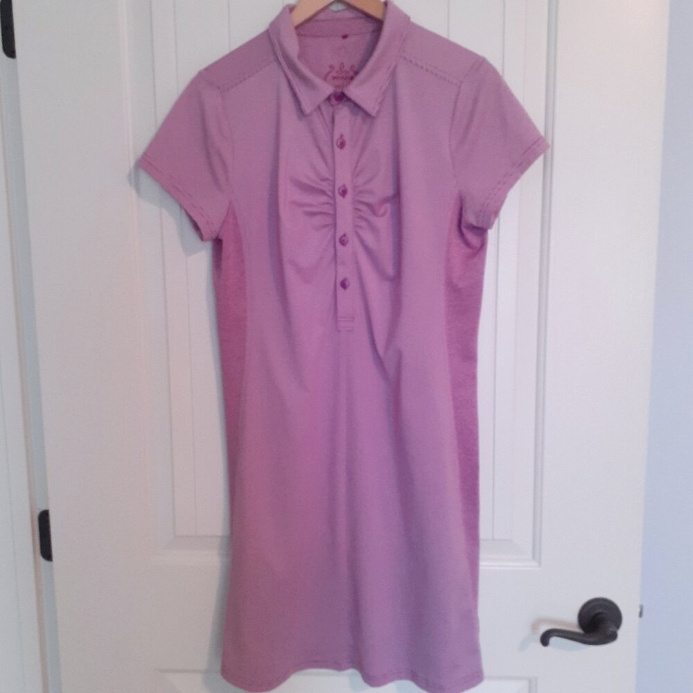 Prana Kinley Short Sleeve Polo Dress in Vivid Viola Purple Size L